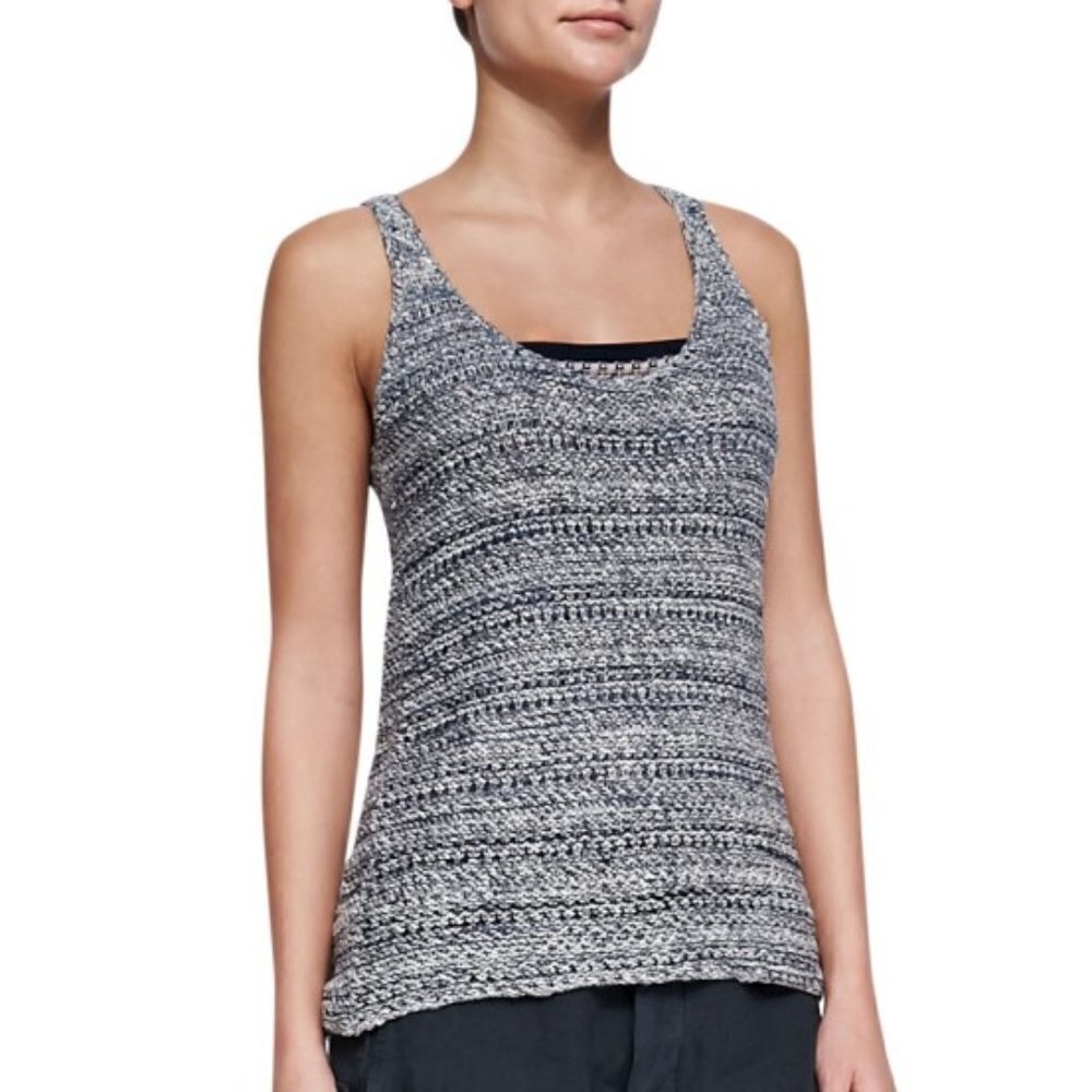 Lg - Vince Black and White Knit Tank Top